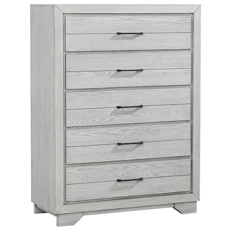 Contemporary 5-Drawer Chest with Metal Hardware